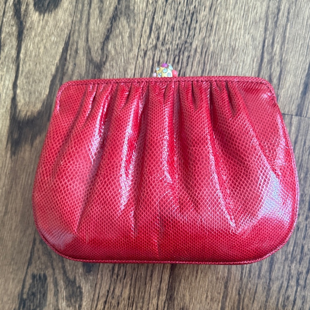 Red Snake Print Clutch